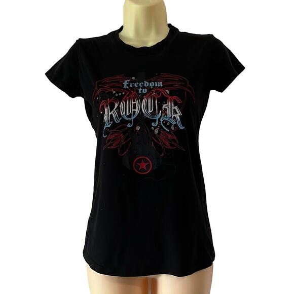 Converse Black Freedom to Rock Tee Shirt Size Small Festival Rock & Roll - Picture 1 of 8